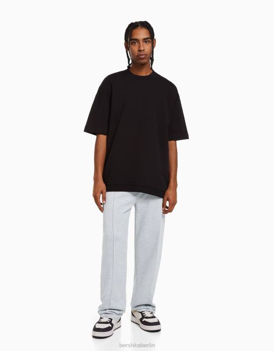 grau Bershka Männer Hose mit weitem Bein H00J3253