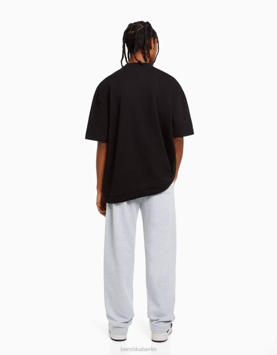 grau Bershka Männer Hose mit weitem Bein H00J3253