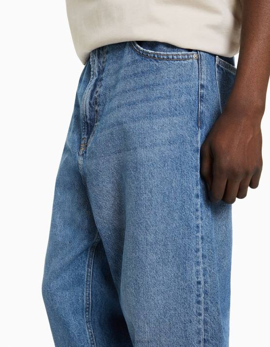 Blau Bershka Männer Baggy-Jeans H00J3110