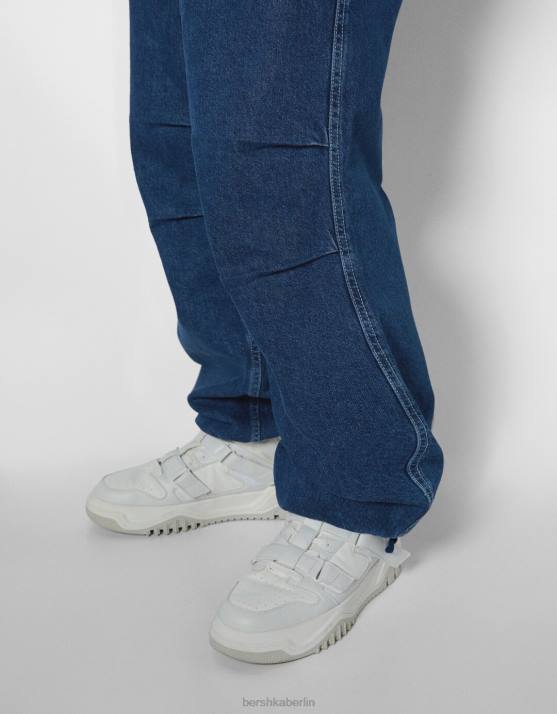 Blau Bershka Männer Fallschirmjeans H00J3116