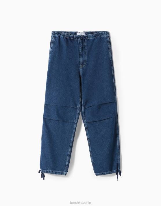 Blau Bershka Männer Fallschirmjeans H00J3116