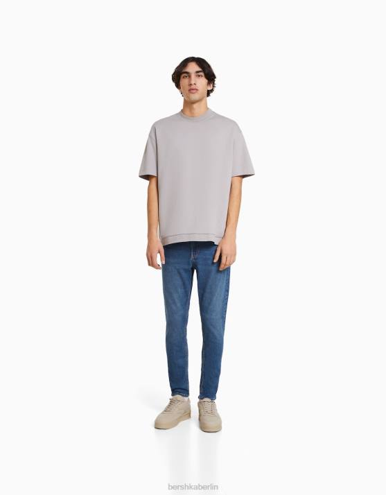 Blau Bershka Männer Karottenjeans H00J3182