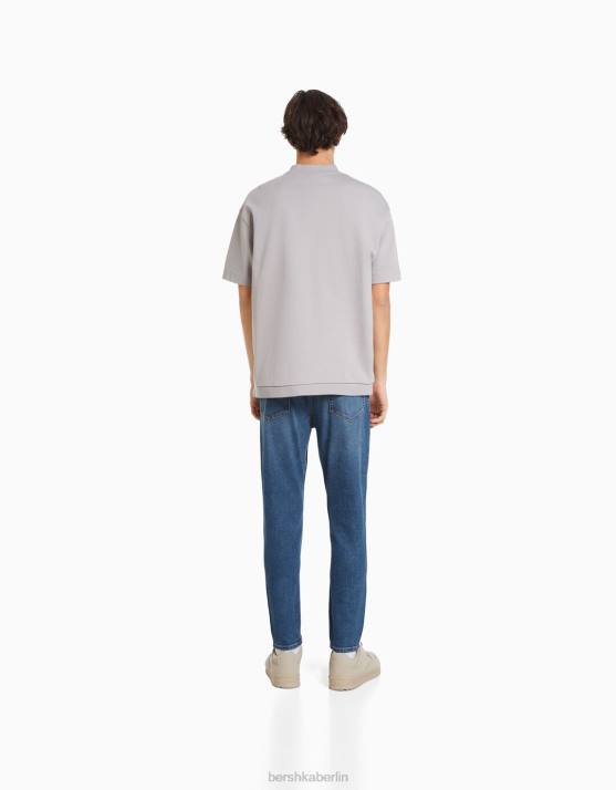 Blau Bershka Männer Karottenjeans H00J3182