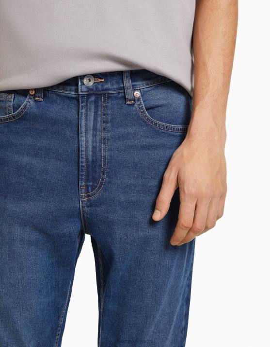 Blau Bershka Männer Karottenjeans H00J3182