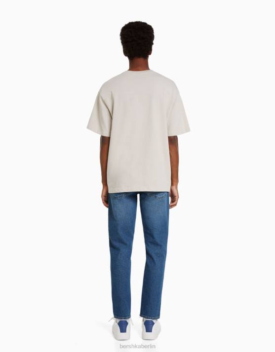 Blau Bershka Männer Slim-Fit-Jeans H00J3194