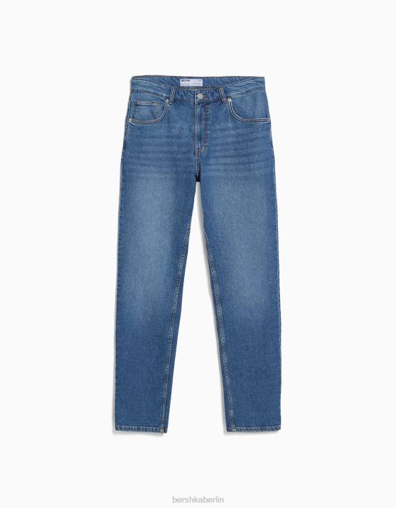 Blau Bershka Männer Slim-Fit-Jeans H00J3194
