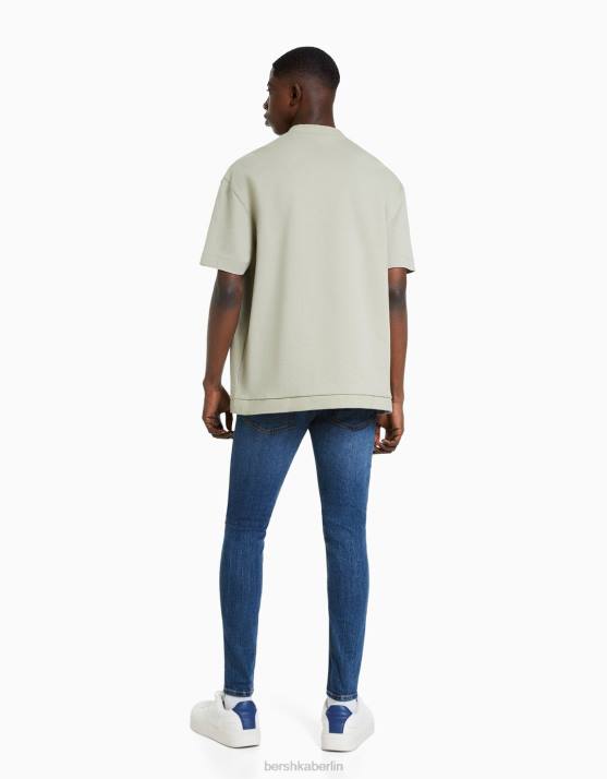 Blau Bershka Männer Super-Skinny-Jeans H00J3150