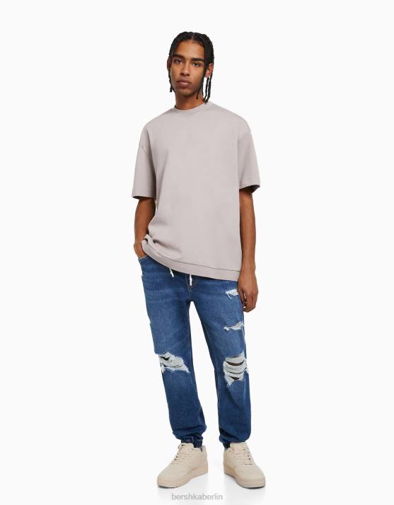 Blau Bershka Männer Zerrissene Jogger-Jeans H00J3139