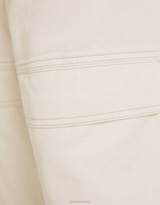 Creme Bershka Männer Baggy-Cargo-Jogginghose-Jeans H00J3209