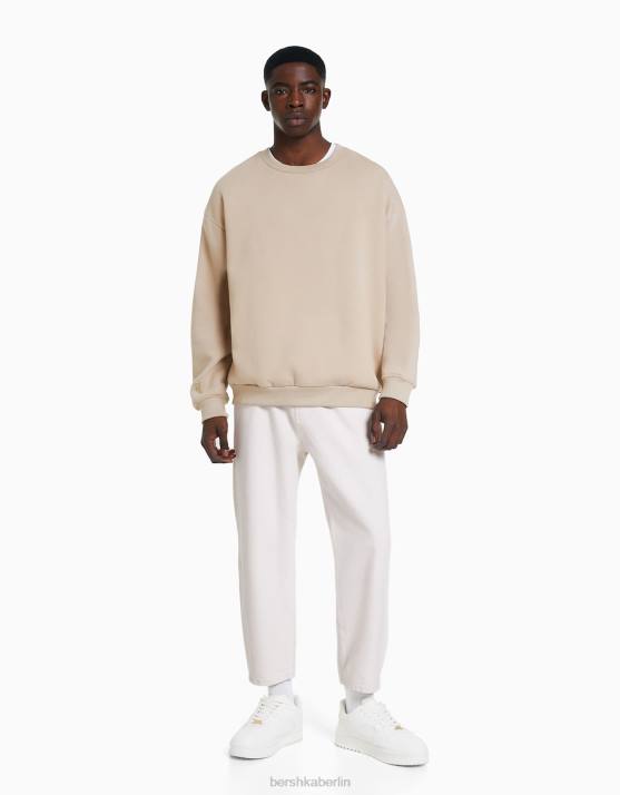 Creme Bershka Männer locker sitzende Jeans H00J3161