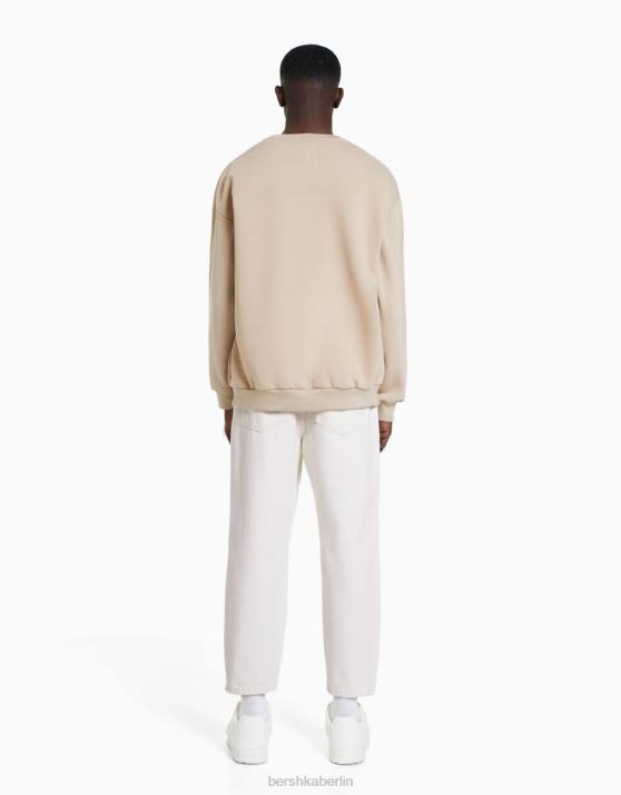 Creme Bershka Männer locker sitzende Jeans H00J3165