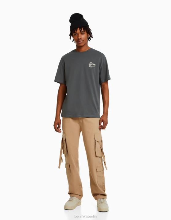 Kamel Bershka Männer Cargo-Jeans mit Trägern H00J3147