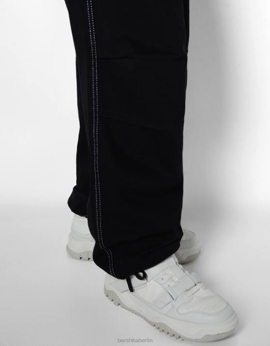 Schwarz Bershka Männer Fallschirmjeans H00J3117