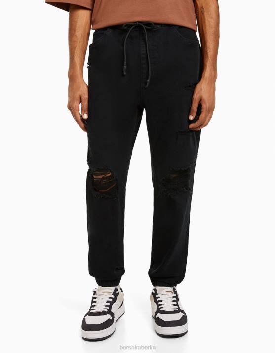 Schwarz Bershka Männer Zerrissene Jogger-Jeans H00J3138