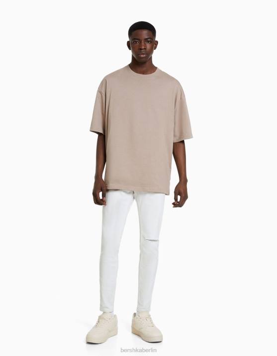 Weiss Bershka Männer Super-Skinny-Jeans H00J3154