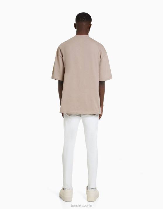 Weiss Bershka Männer Super-Skinny-Jeans H00J3154