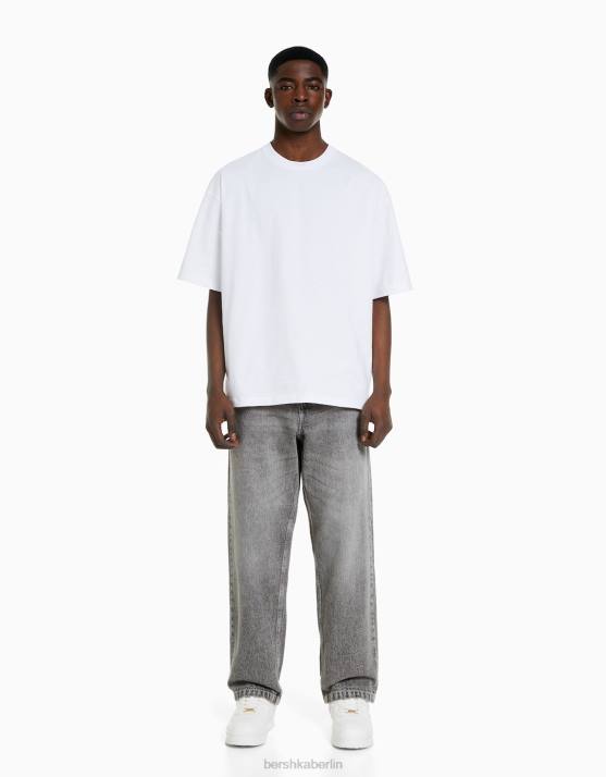 grau Bershka Männer farbige Baggy-Jeans H00J3112