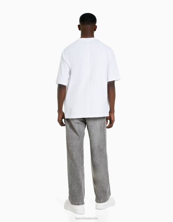 grau Bershka Männer farbige Baggy-Jeans H00J3112