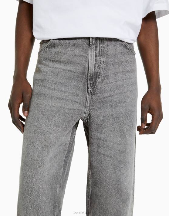 grau Bershka Männer farbige Baggy-Jeans H00J3112