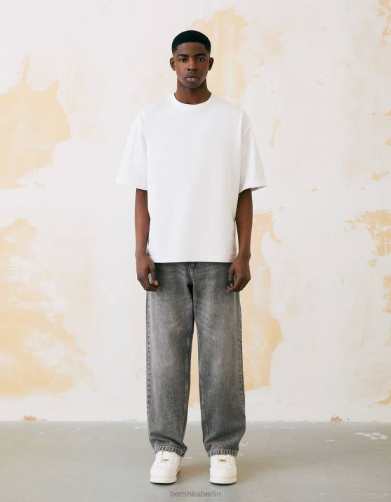 grau Bershka Männer farbige Baggy-Jeans H00J3112