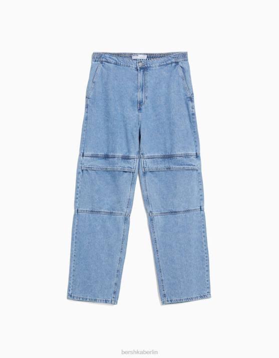 hellblau Bershka Männer Baggy-Cargo-Jogginghose-Jeans H00J3210