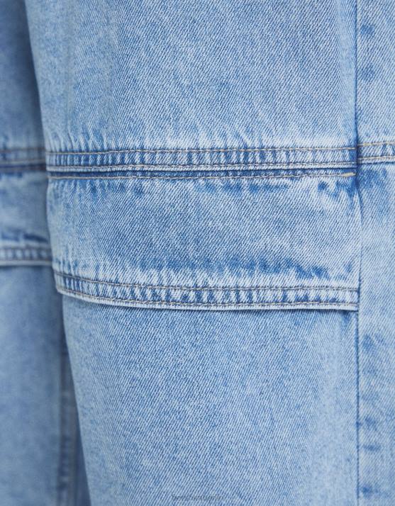 hellblau Bershka Männer Baggy-Cargo-Jogginghose-Jeans H00J3210