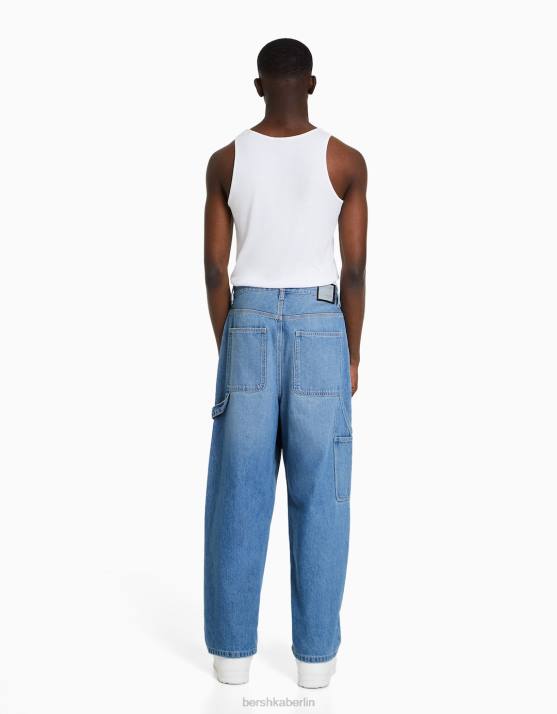 hellblau Bershka Männer Baggy-Carpenter-Jeans H00J3175
