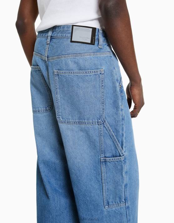 hellblau Bershka Männer Baggy-Carpenter-Jeans H00J3175