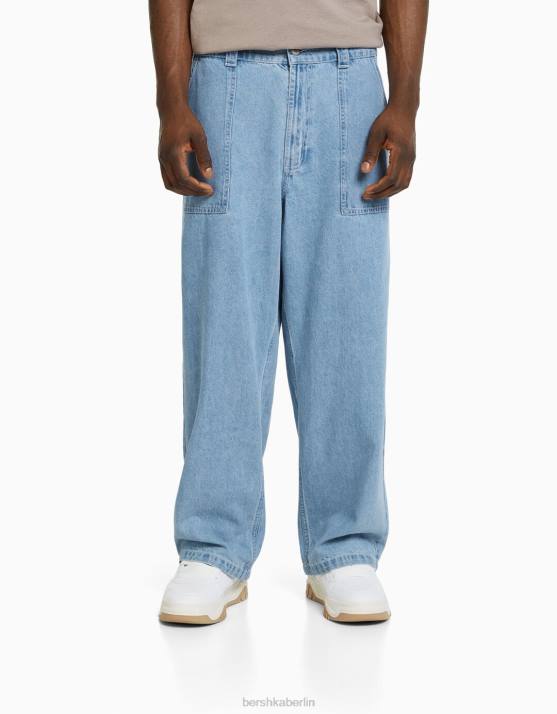 hellblau Bershka Männer Baggy-Carpenter-Jeans H00J3180