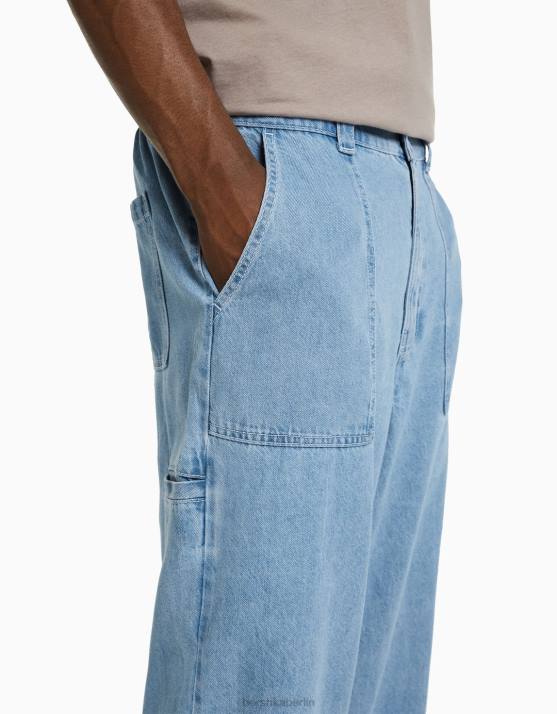 hellblau Bershka Männer Baggy-Carpenter-Jeans H00J3180
