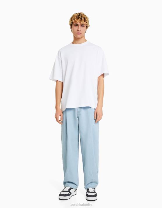 hellblau Bershka Männer Baggy-Jeans im Balloon-Fit mit Bundfalten H00J3173