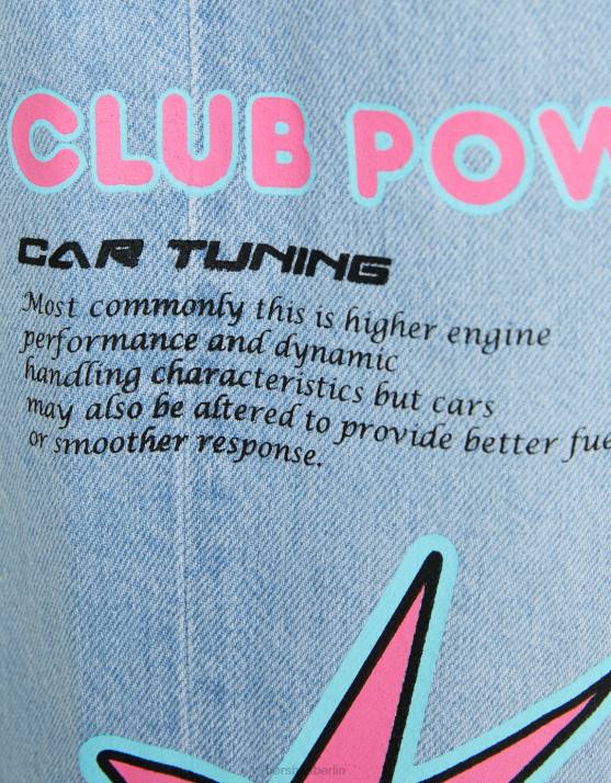 hellblau Bershka Männer Baggy-Jeans mit Print H00J3144