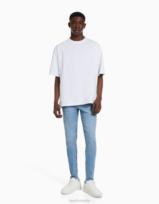 hellblau Bershka Männer Super-Skinny-Jeans H00J3149