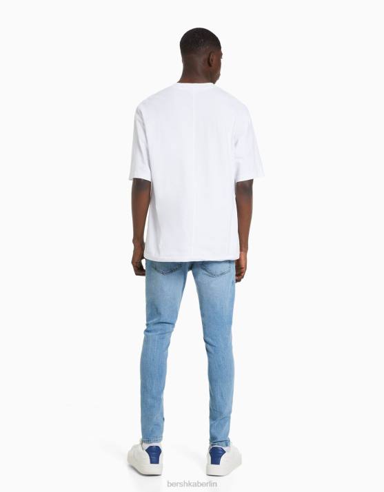 hellblau Bershka Männer Super-Skinny-Jeans H00J3149