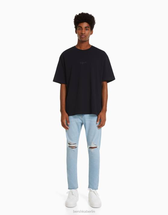 hellblau Bershka Männer Zerrissene Carrot-Fit-Jeans H00J3160
