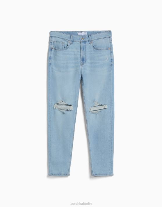 hellblau Bershka Männer Zerrissene Carrot-Fit-Jeans H00J3160