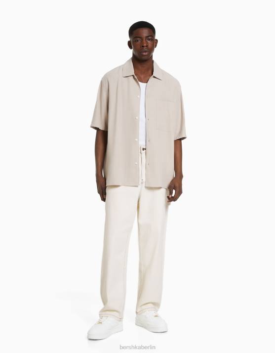 nicht-gerade weiss Bershka Männer Zimmermannsjeans H00J3174