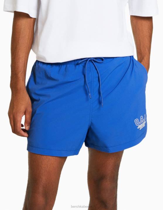 Blau Bershka Männer Bermudashorts mit Nylondruck H00J3372