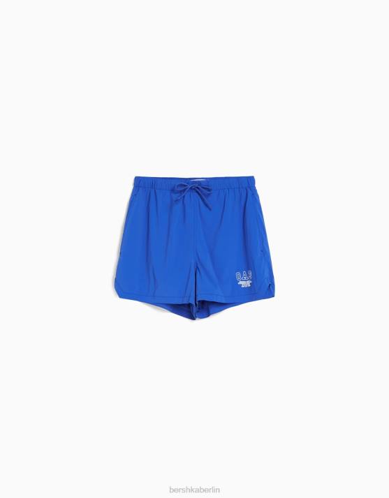 Blau Bershka Männer Bermudashorts mit Nylondruck H00J3372