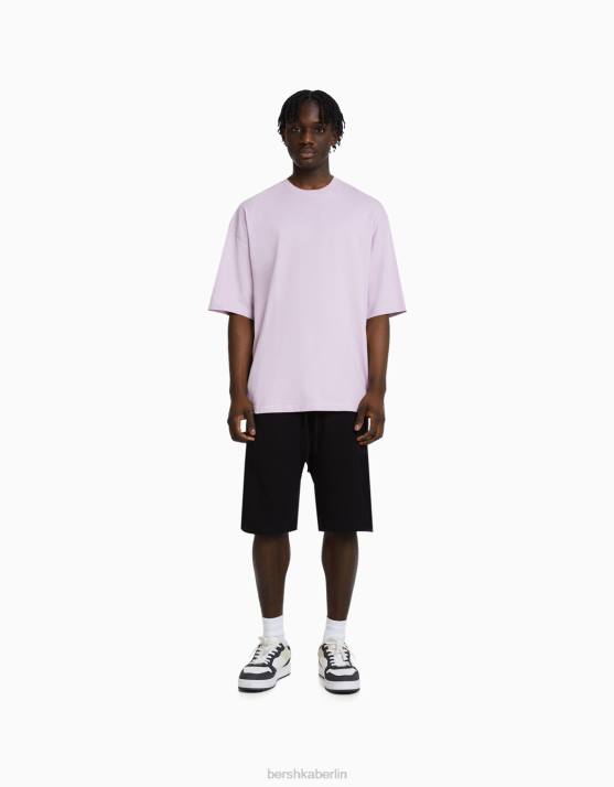 Schwarz Bershka Männer Basic-Plüsch-Bermudashorts H00J3315