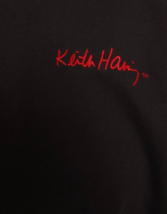 Schwarz Bershka Männer Bermudashorts mit Keith-Haring-Print H00J3365