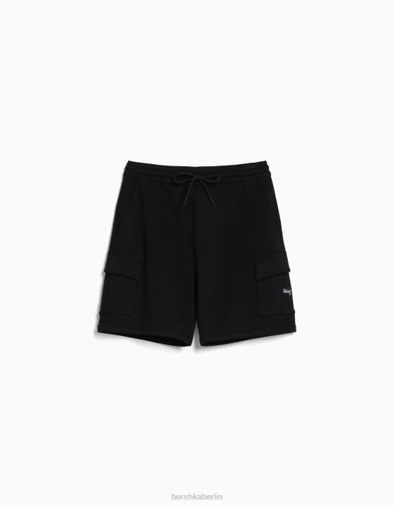 Schwarz Bershka Männer Cargo-Bermuda-Sweatshorts H00J3322