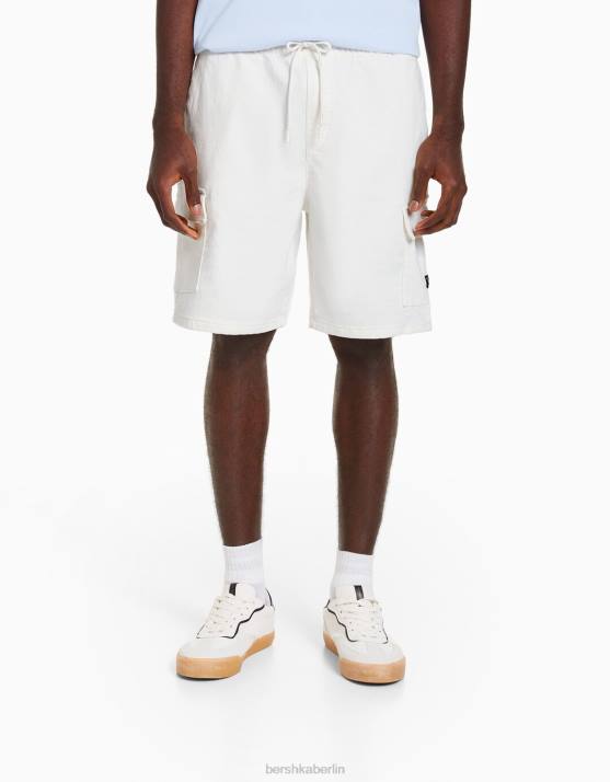 Weiss Bershka Männer Cargo-Bermuda-Sweatshorts H00J3323