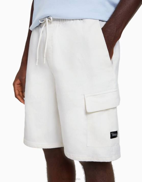 Weiss Bershka Männer Cargo-Bermuda-Sweatshorts H00J3323