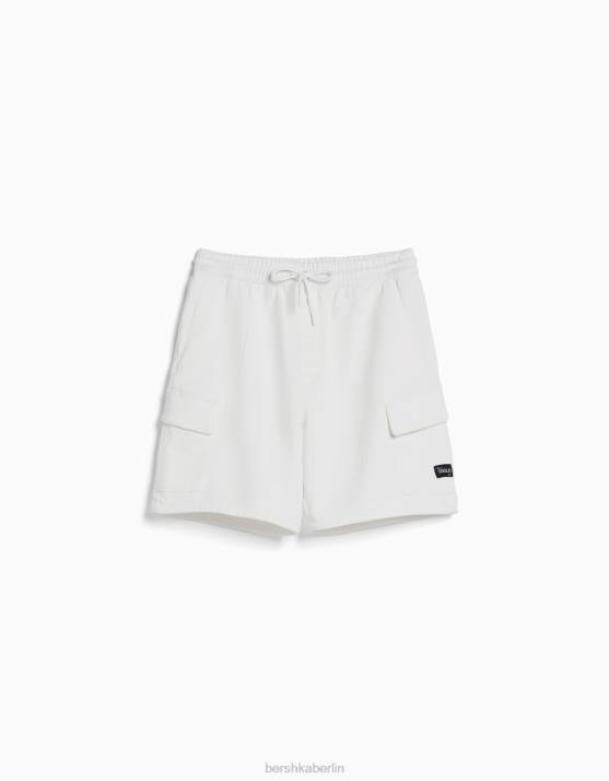 Weiss Bershka Männer Cargo-Bermuda-Sweatshorts H00J3323