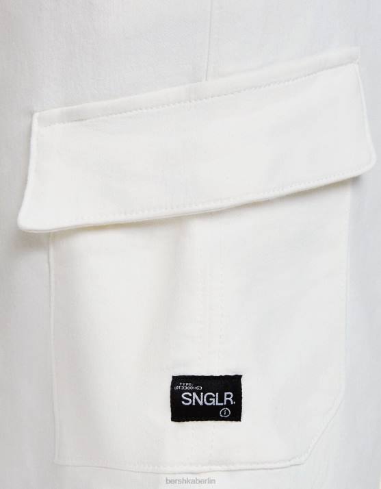 Weiss Bershka Männer Cargo-Bermuda-Sweatshorts H00J3323