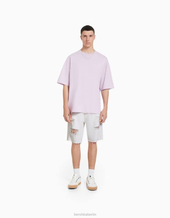 Weiss Bershka Männer Farbige, zerrissene Denim-Bermudashorts H00J3311