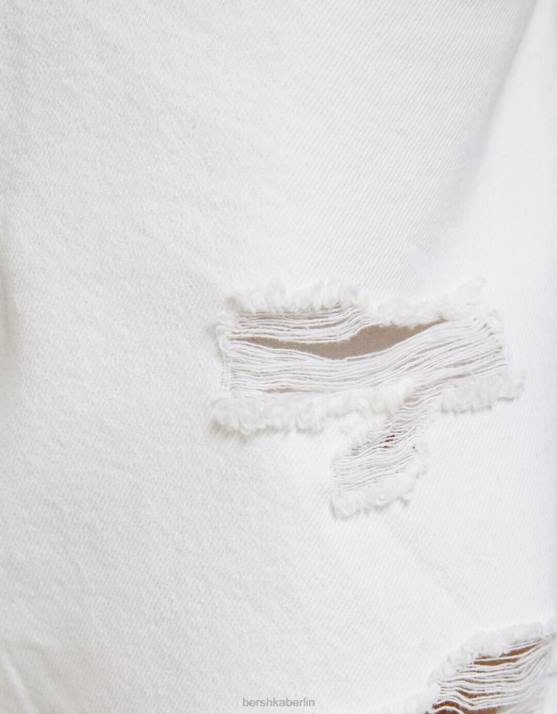 Weiss Bershka Männer Farbige, zerrissene Denim-Bermudashorts H00J3311