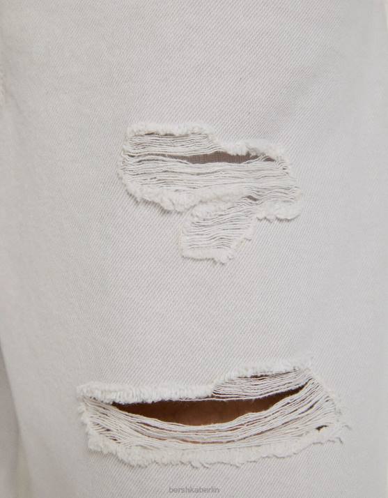 grau Bershka Männer Farbige, zerrissene Denim-Bermudashorts H00J3309