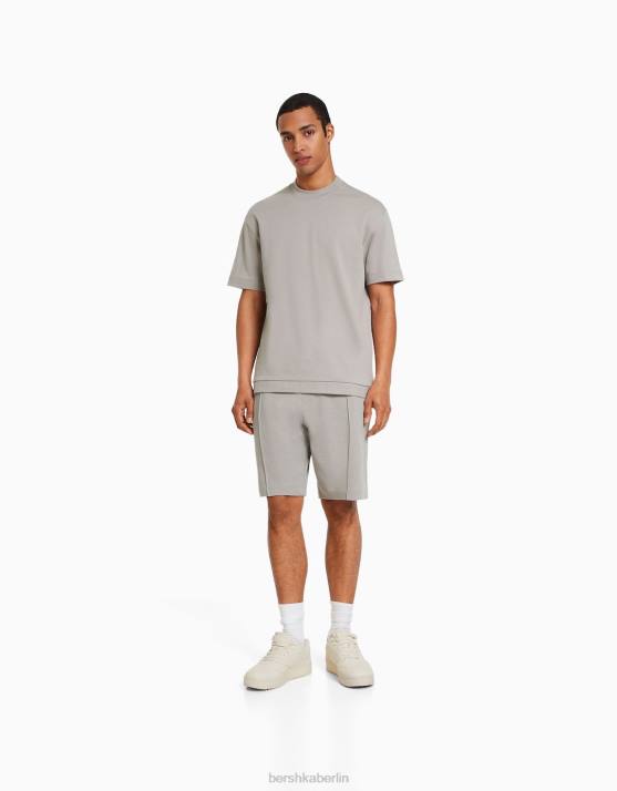 grau Bershka Männer Interlock-Plüsch-Bermudashorts H00J3375